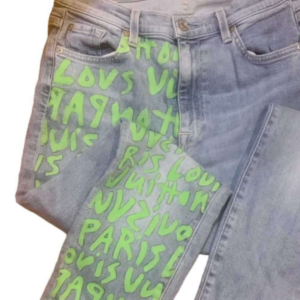 7 For All Mankind Jeans With Luxury Hand Painted Design